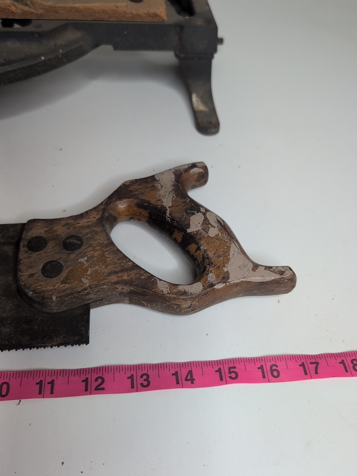 Vintage Stanley No. 2358 Miter Box w/ 17” Back Saw – Cast Iron & Wood USA