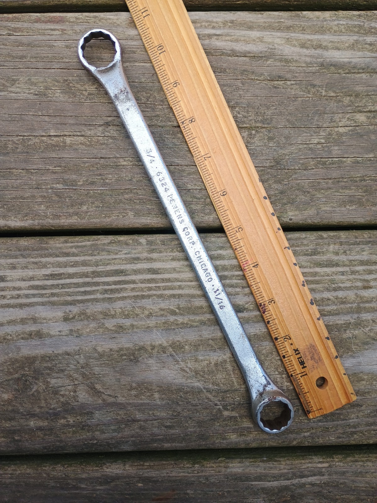 Vintage Penens Corp Chicago 3/4″ & 11/16″ Double Box End Wrench 6324 11″ Long