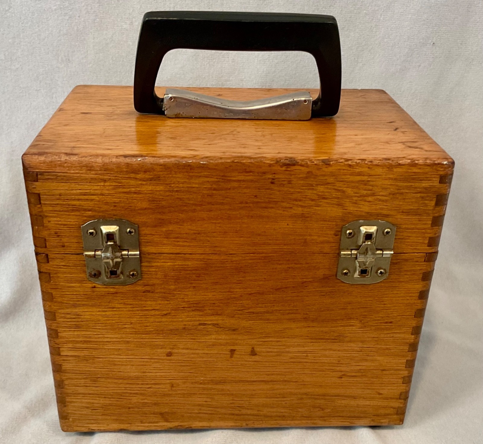 Vintage Oak Scientific Instrument Case Wood Box Tool Storage Box with Handle