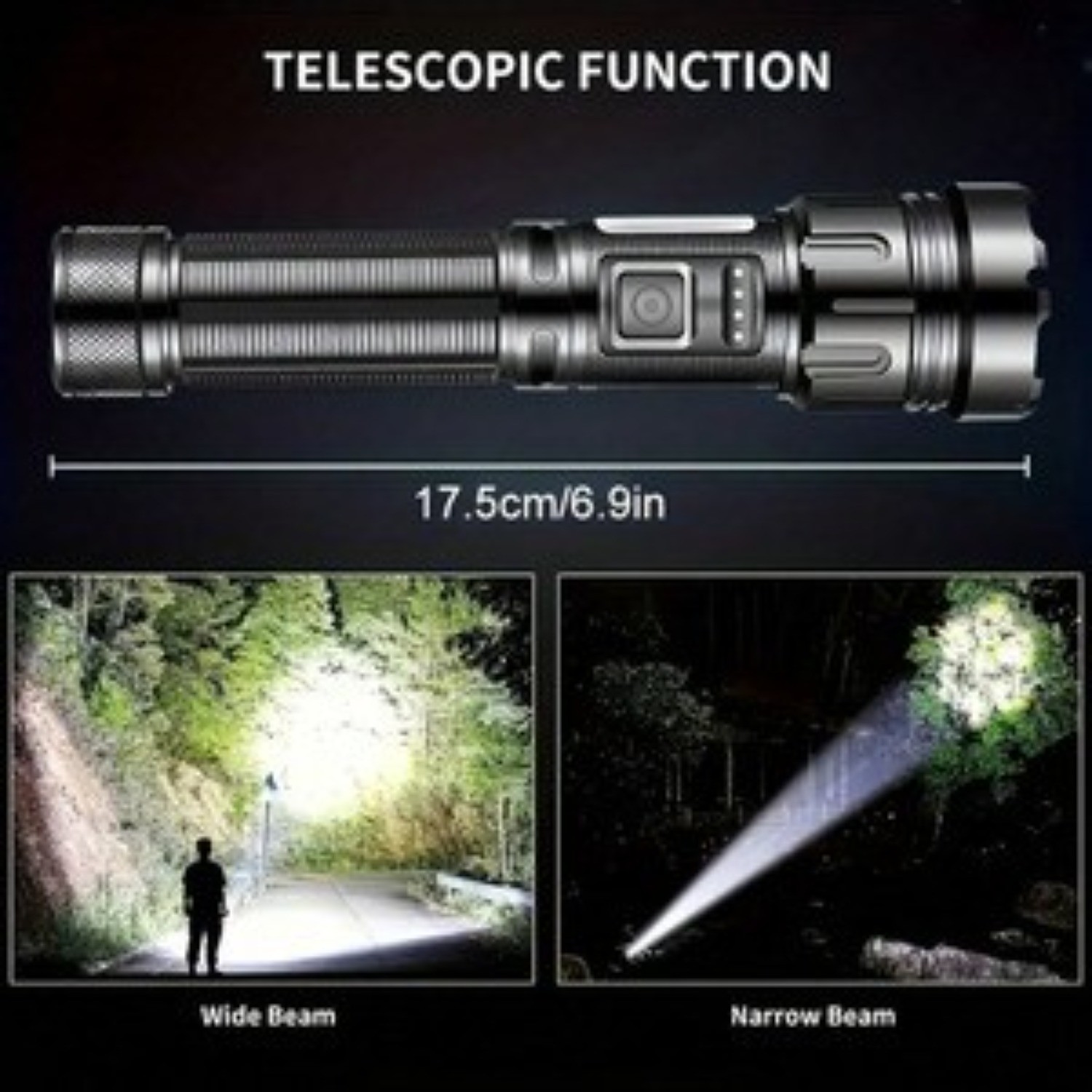 Multifunctional COB Flashlight Zoomable Type C Rechargeable Magnetic