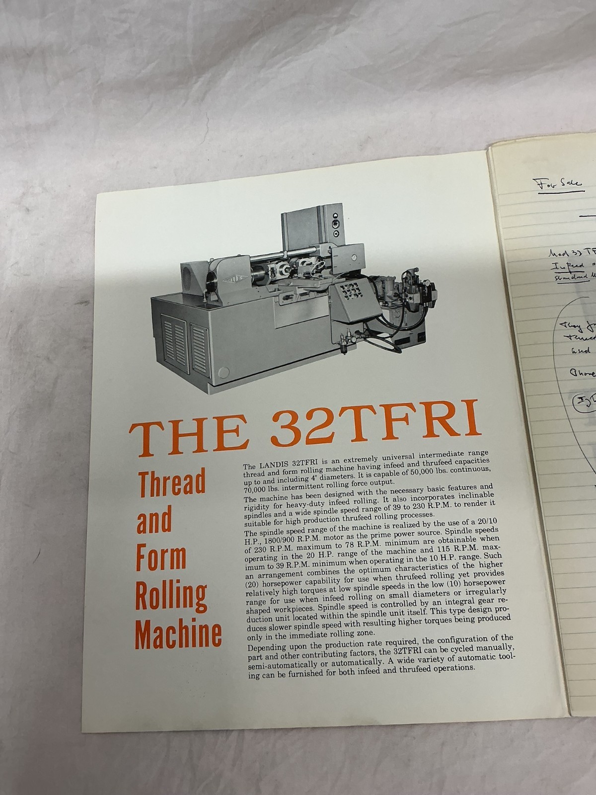 Vintage 1977 Landis Machine Company Landis 32TFRI Bulletin Brochure Teledyne