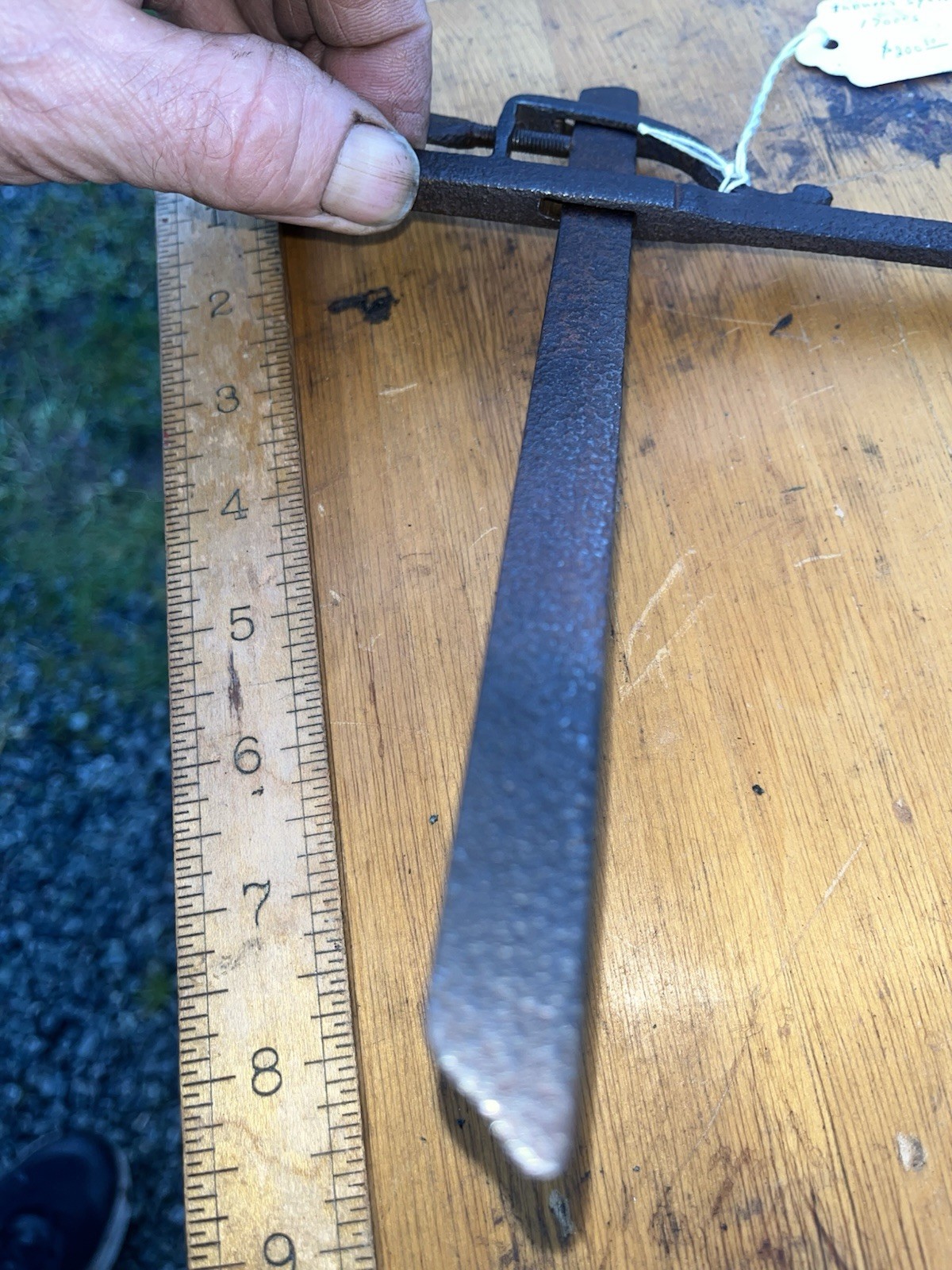 Rare Colonial Era Wrought Iron Wood Turners Square Woodturning Hand Wrought/