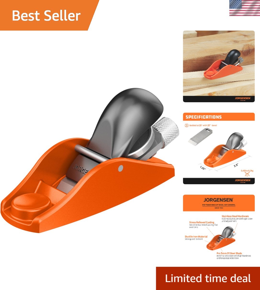 3.5-Inch Mini Wood Planer – Adjustable Hand Plane for Precision Woodworking