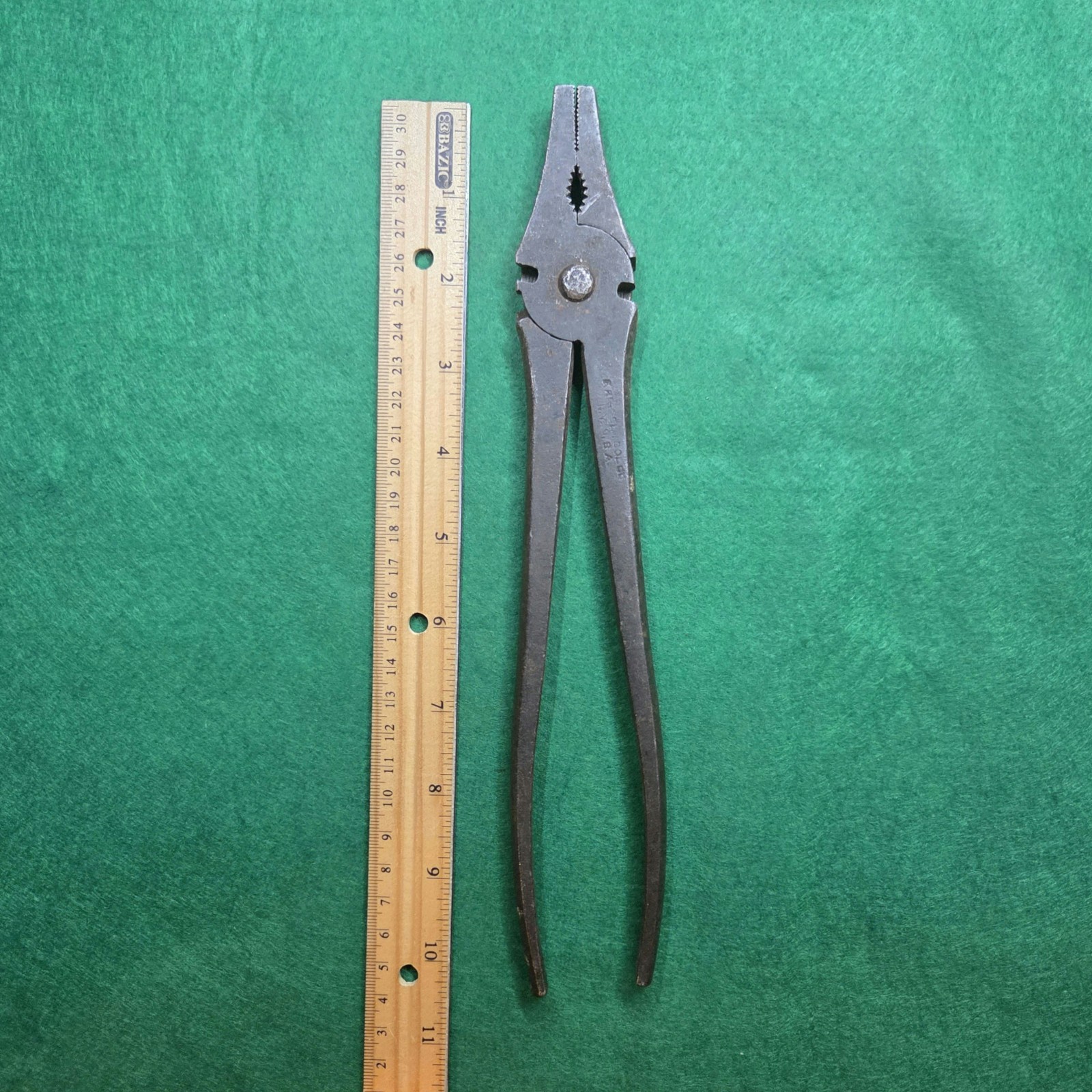 Vintage Gas Burner Pliers 10.5 Inch Round Nose USA Maker Stamped