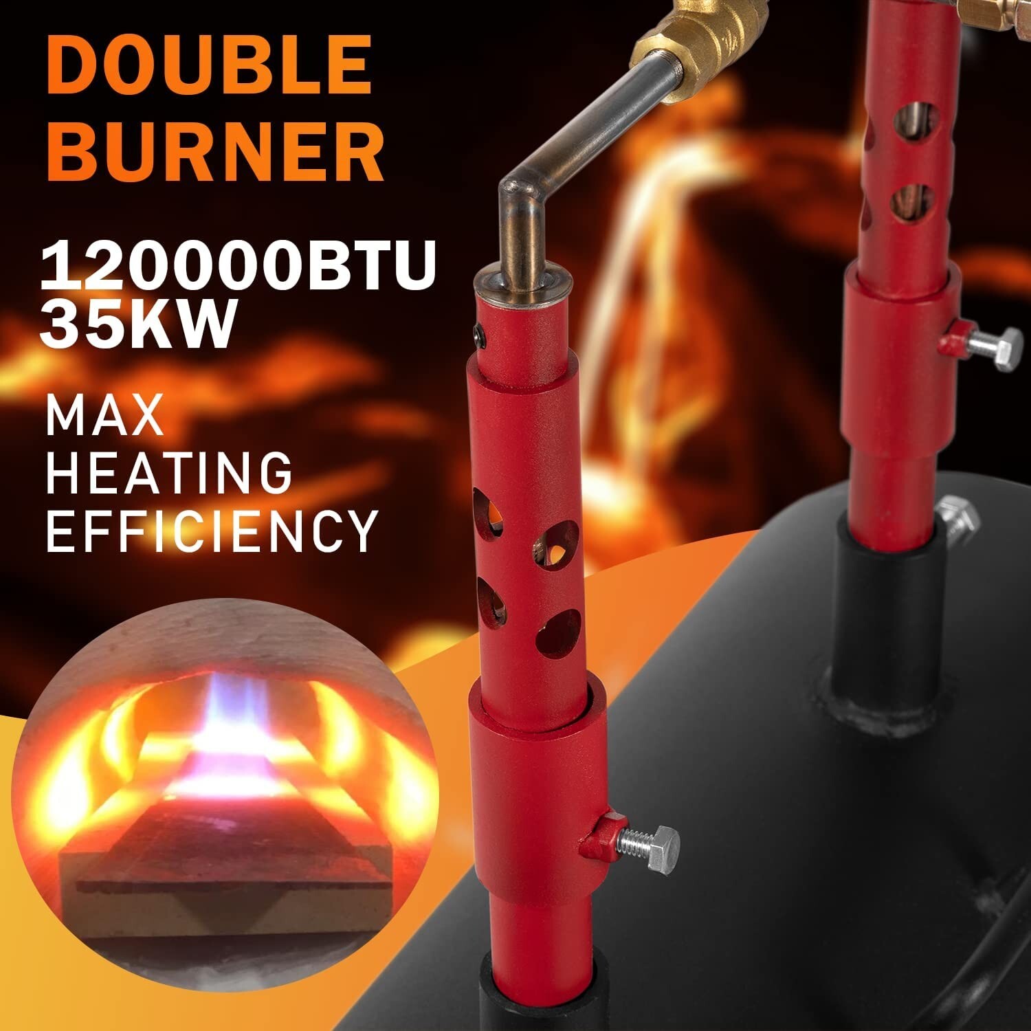 Portable Propane Forge Double Burner-Blacksmith Knife&Tool Make Equipment