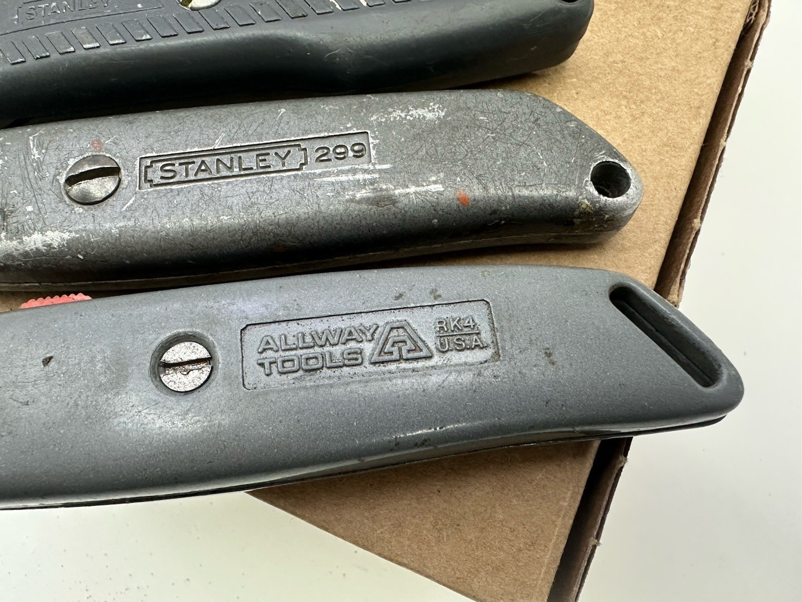 VINTAGE Utility Knife LOT STANLEY Allway Orcon 4 Pieces All Made In USA