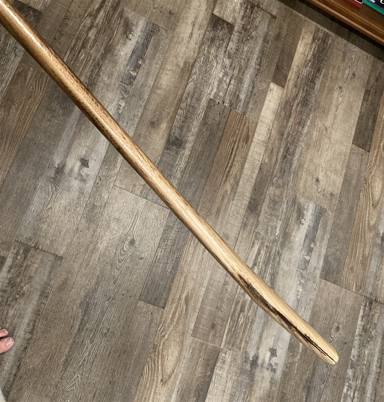 HICKORY 36″ OFFSET BROAD AXE HANDLE ~ Fire Finished ~ Right or Left ~ Amish Made