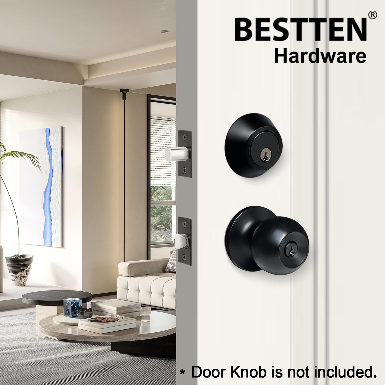 BESTTEN 3 Pack Keyed Alike Deadbolt, Single 3 PK Matte Black