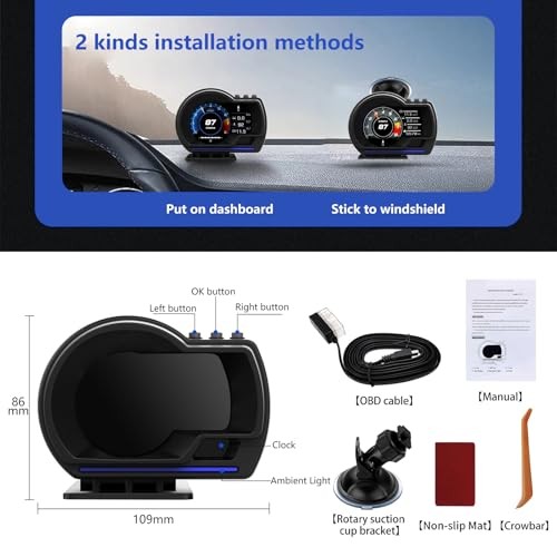Head Up Display for Car, OBD2+GPS Dual System, OBD2 Gauge Display, GPS