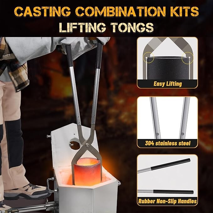 CANALHOUT 9KG/19.5lbs Propane Melting Furnace Kit with Two Tongs and Crucible