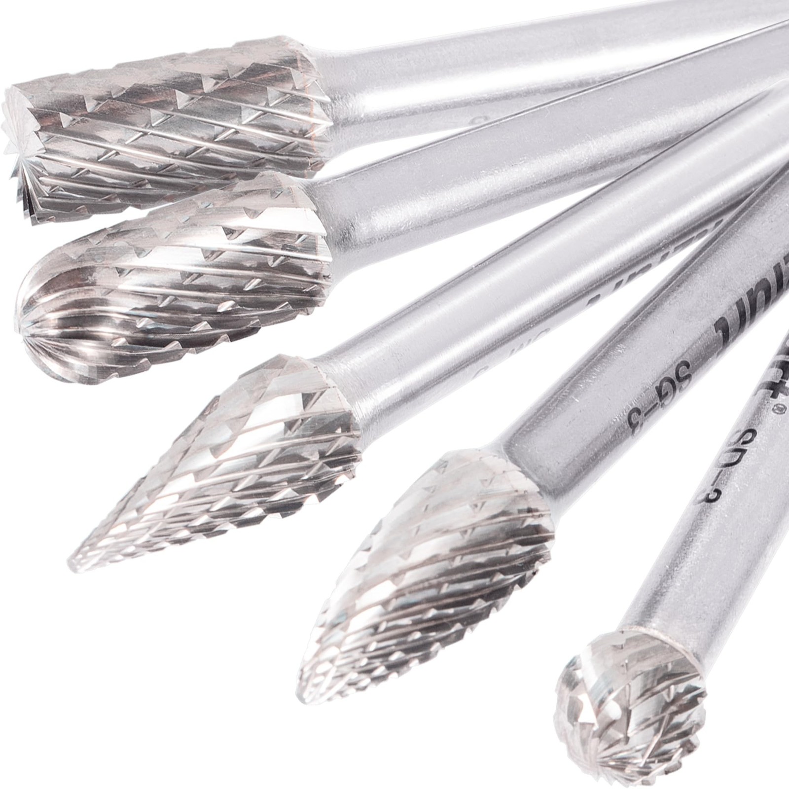 Tungsten Carbide 5PCS Rotary Burr Set 1/4″ Shank – Double Cut Die G… Fas