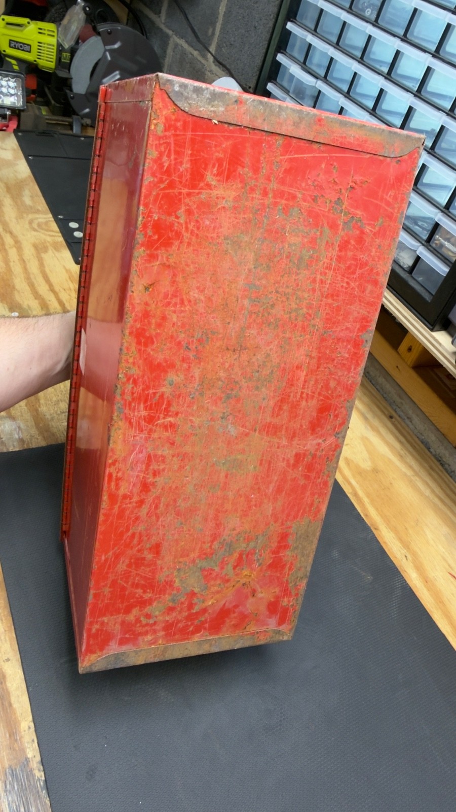 Vintage WATERLOO Metal Toolbox w/ Tray 16” x 7″ x8” Red Metal Toolbox