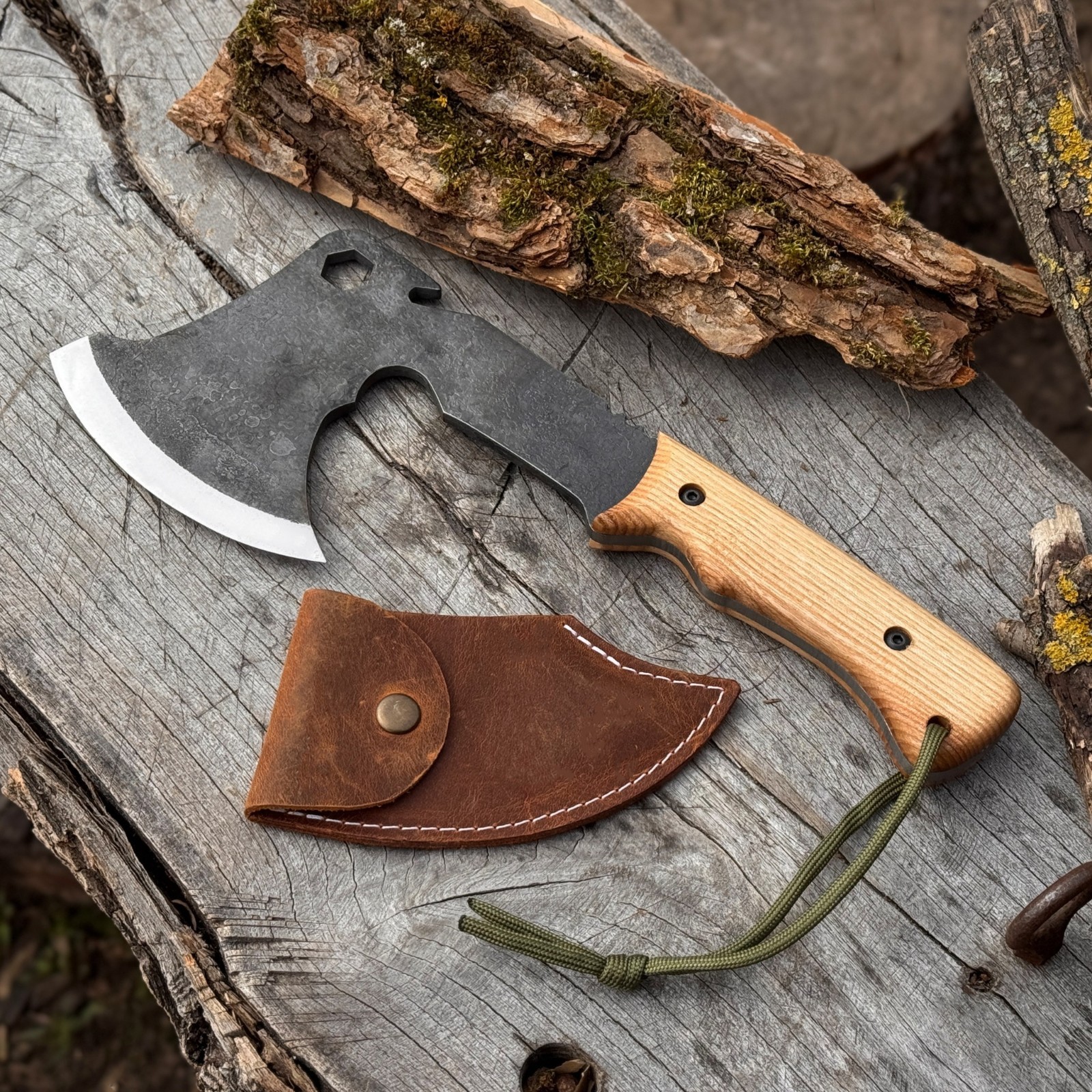 11.5” Small Camping Axe 52100 Carbon Steel Bushcraft Hatchet Splitting Tool