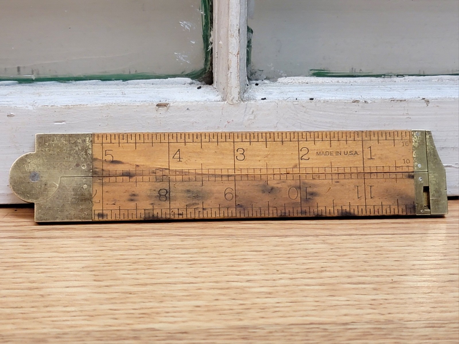 Vintage Stanley No. 36 1/2L Boxwood & Brass Folding Caliper Rule 1941 – 1963 USA