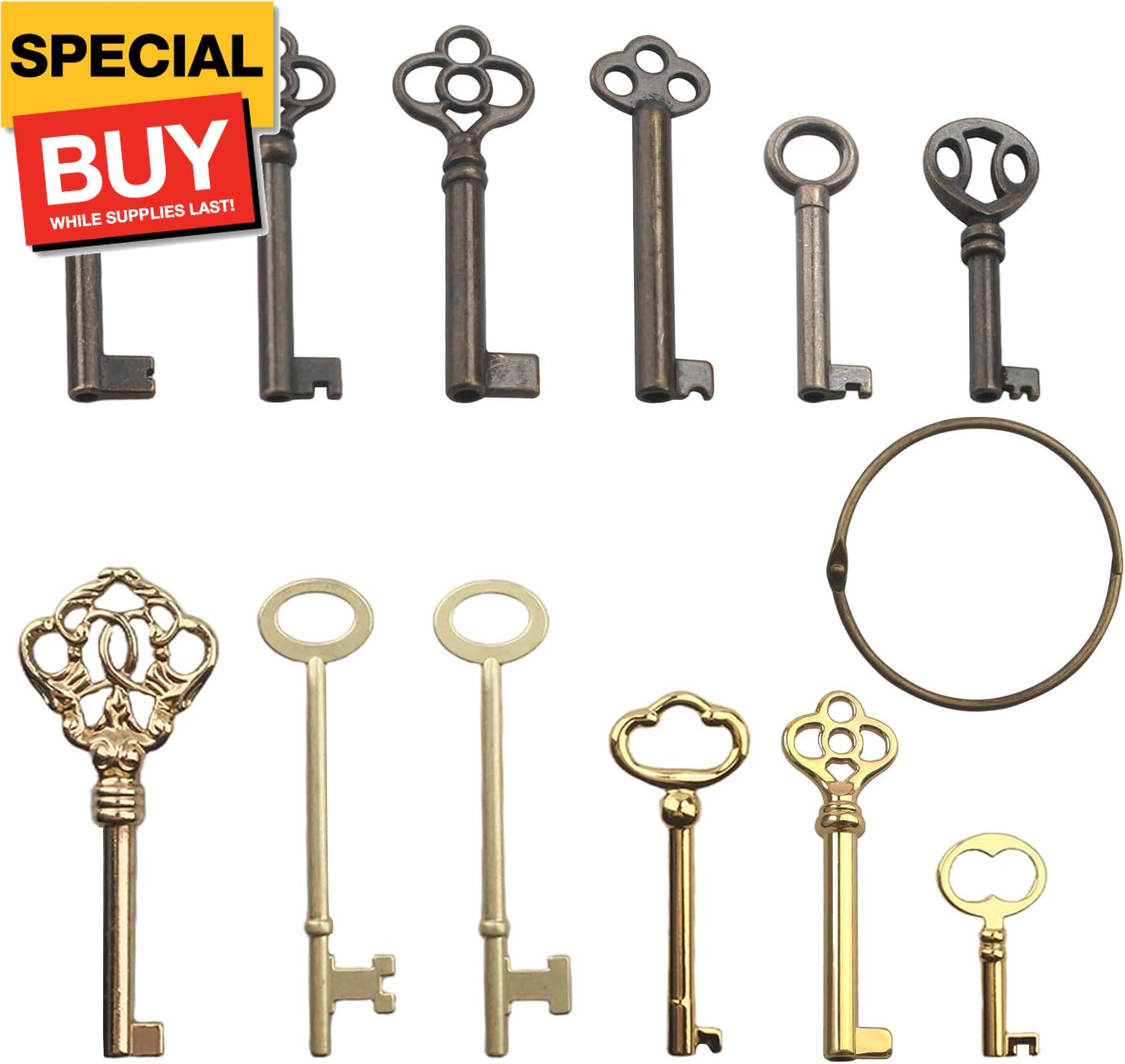 Skeleton Key Set,Universal Skeleton Replacement Keys, Vintage Keys Kit for Antiq
