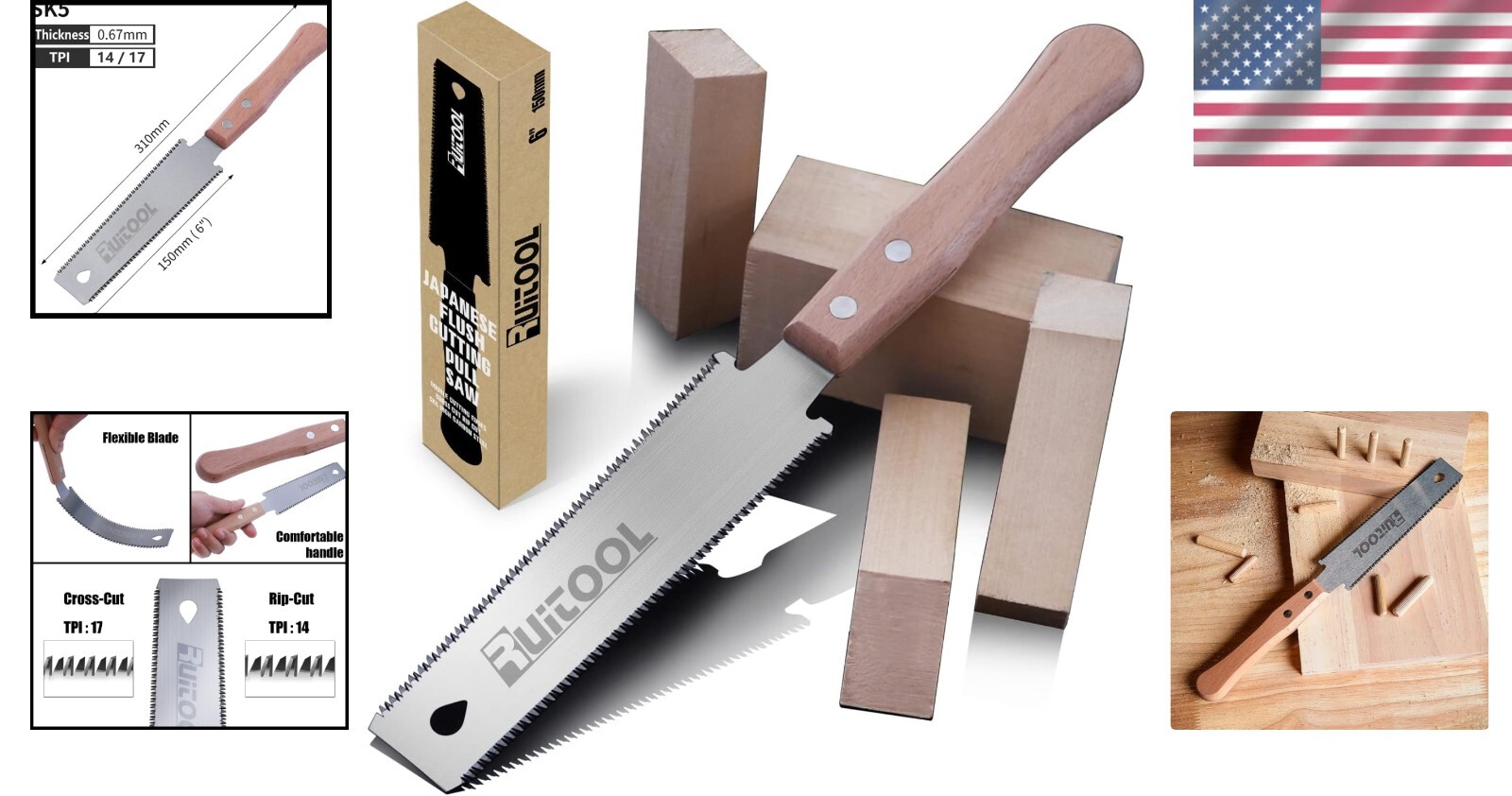 Durable SK5 Japanese Pull Saw with Beech Handle for Effortless Wood Cutting