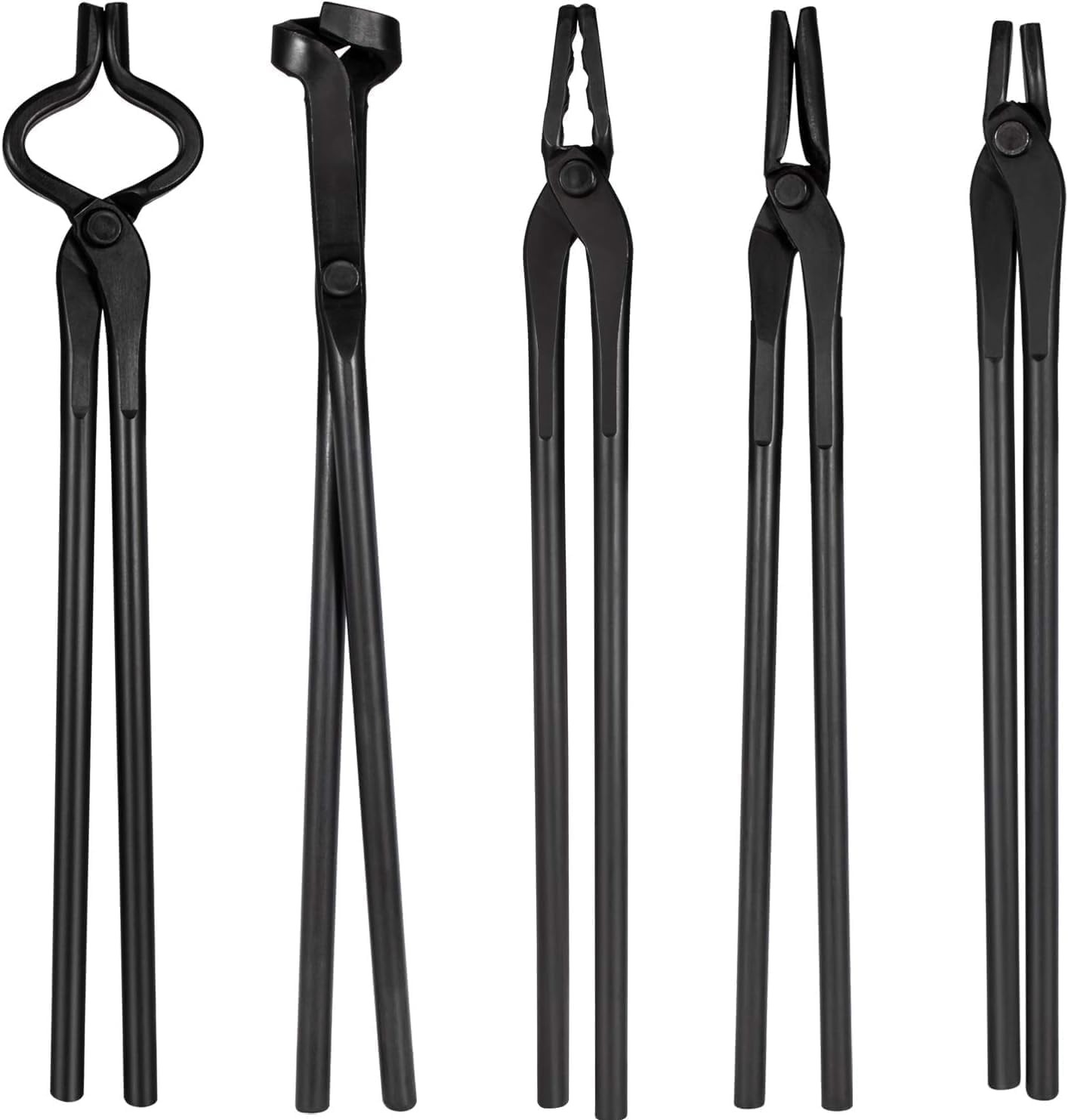 Knife Making Tongs Blacksmith Tongs Tools Set Forging Tongs Tool Kit 5 PCS Black