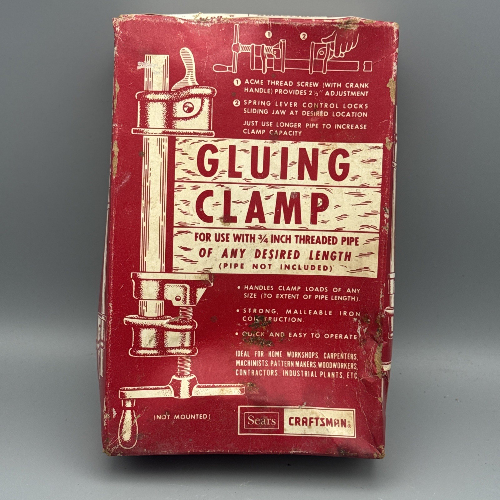 Sears Roebuck & Co. Gluing Clamp Tool -No-96674 in Red Original Box 6674 Vintage