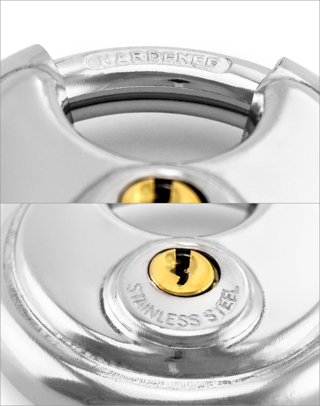 QWORK Keyed Alike Disc Padlock, 4 Pack Stainless Steel Discus Lock 4