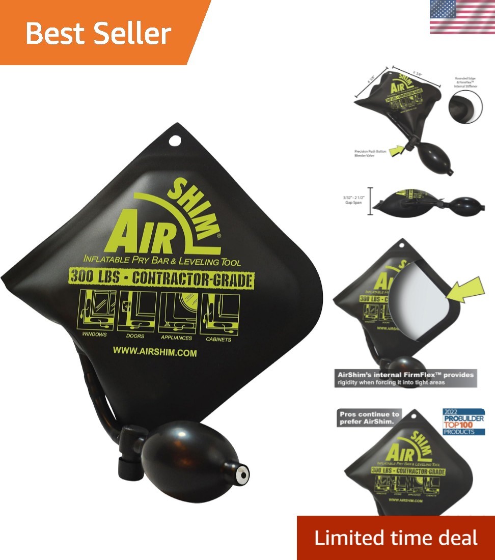 Air Shim Inflatable Pry Bar and Leveling Tool; 300 LB Rating; Contractor-Grad…
