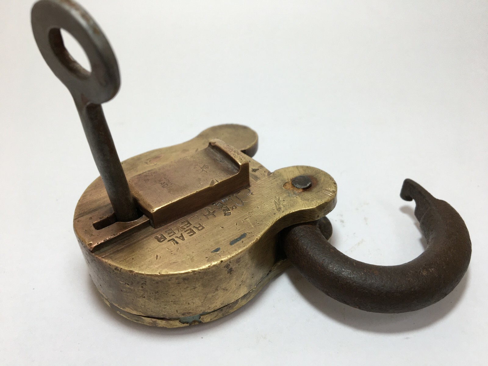Lock Vintage Brass Padlock With Key Rich Patina Small Real 4 levers Heavy Lock