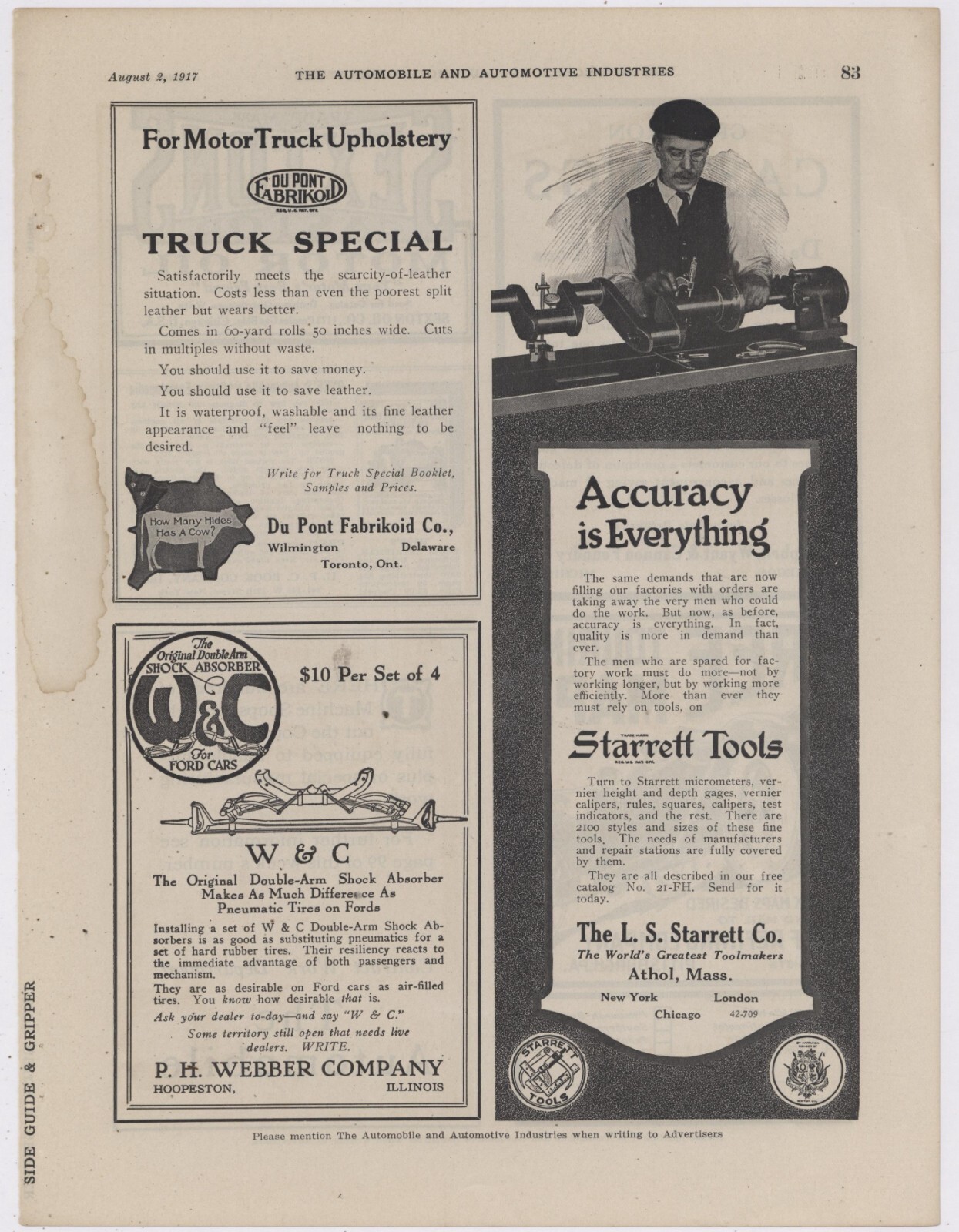 1917 L.S. Starrett Co. Ad: World’s Greatest Toolmakers – Athol, Massachusetts