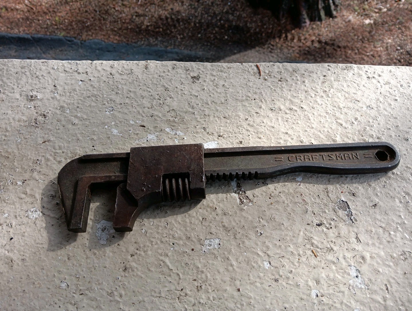 VINTAGE OLD CRAFTSMAN ADJUSTABLE PIPE MONKEY WRENCH USA -v- No 4449 11 in