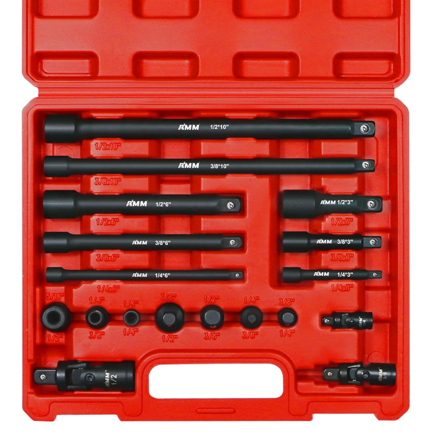 18PC Impact Socket Adapter Set 1/4 3/8 1/2 Drive Socket Set Cr V Socket Set