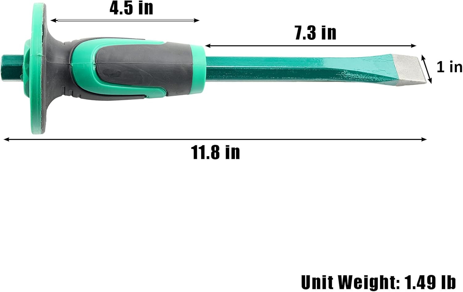 Masonry Chisel with Hand Guard, 12 Inches Heavy Duty Flat End Rock Concrete Mort