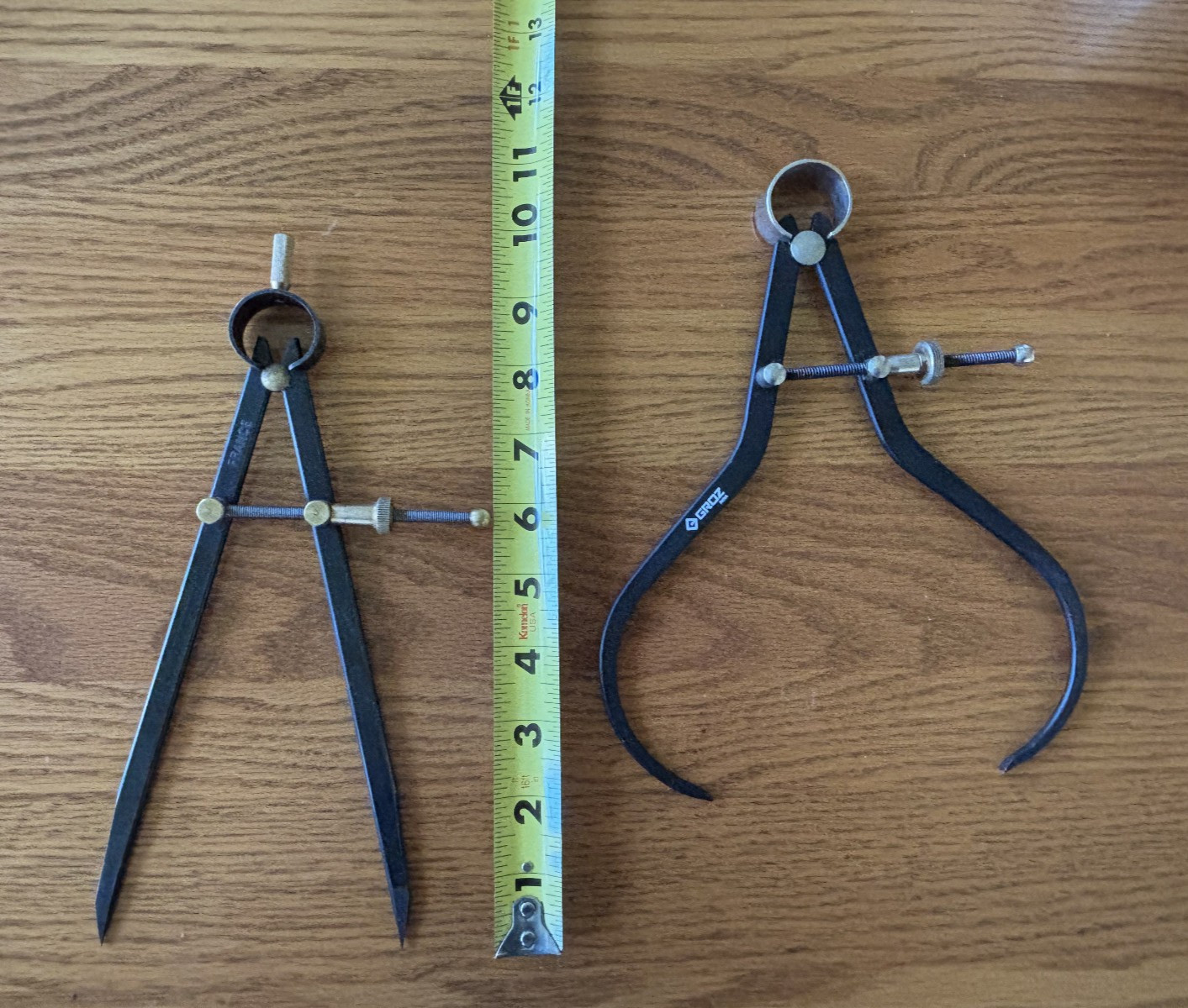 Set of 2 – LARGE GROZ 8″ – External CALIPERS (India) , Spring DIVIDER (France)
