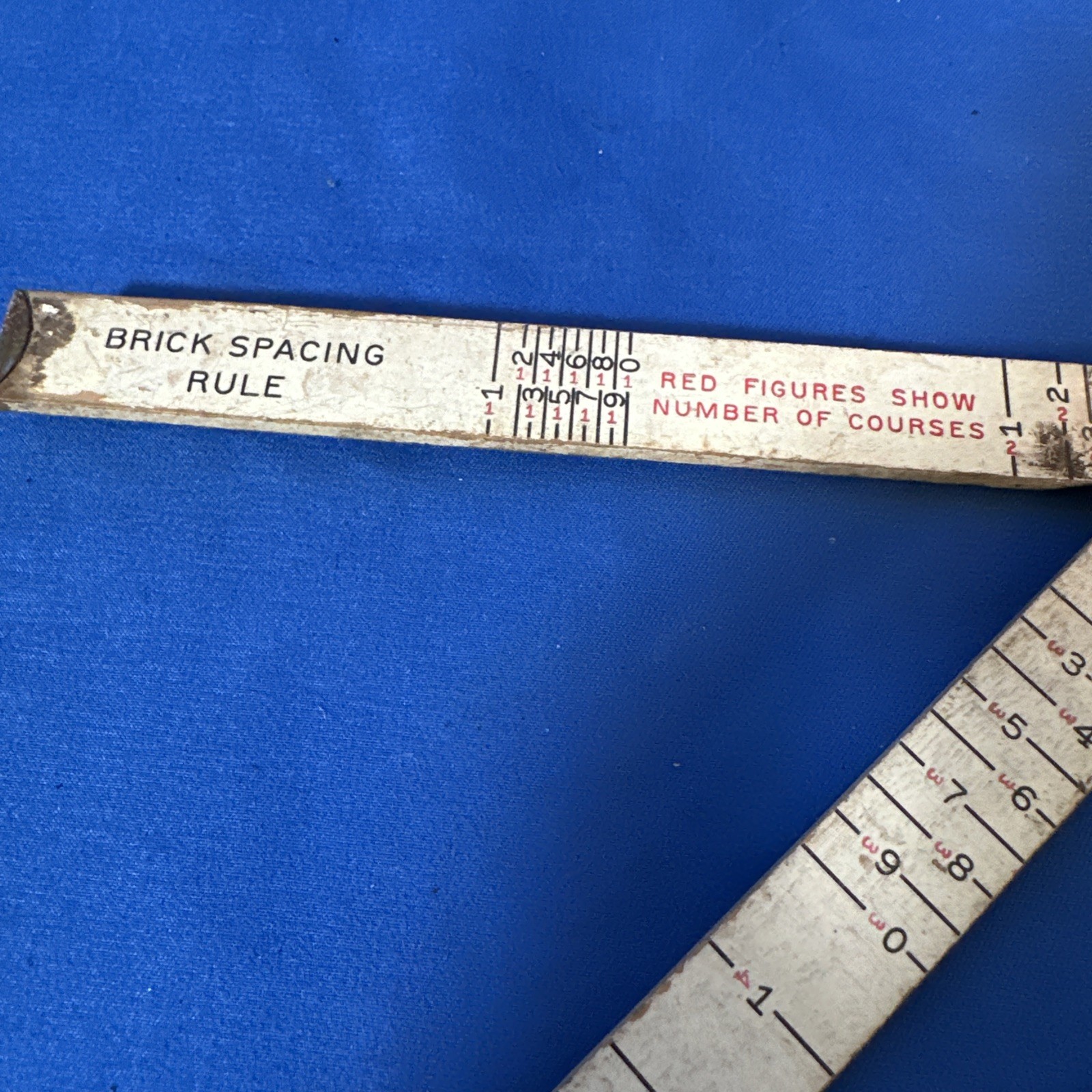Vintage LUFKIN BrickMasons Red End Folding Wood Ruler 72″ W brick Spacing Rule