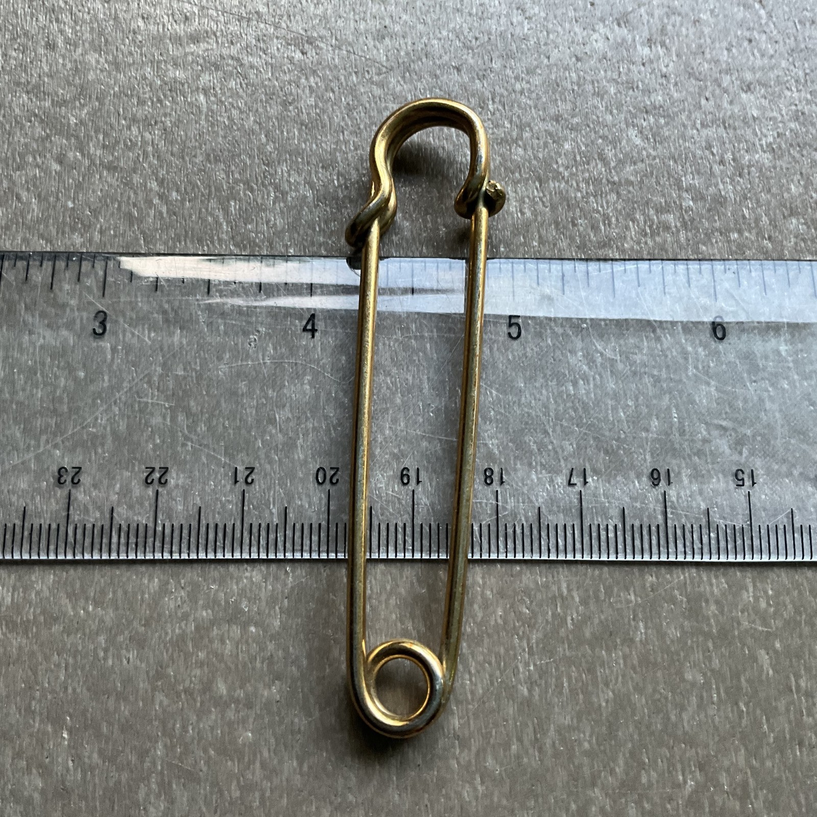 Large Gold Tone Safety Pin Fastener Brooch Vintage Style Collectible