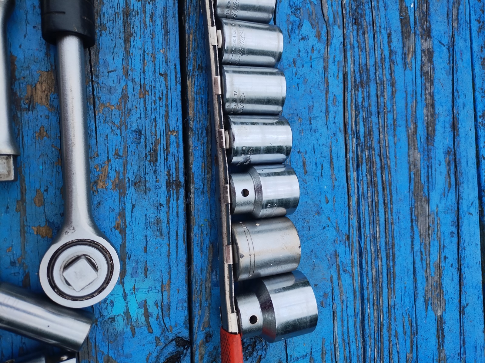 Vintage Power Kraft 1/2″ Drive, 12 Point Socket Set w/ Ratchet, Exts, Etc Read