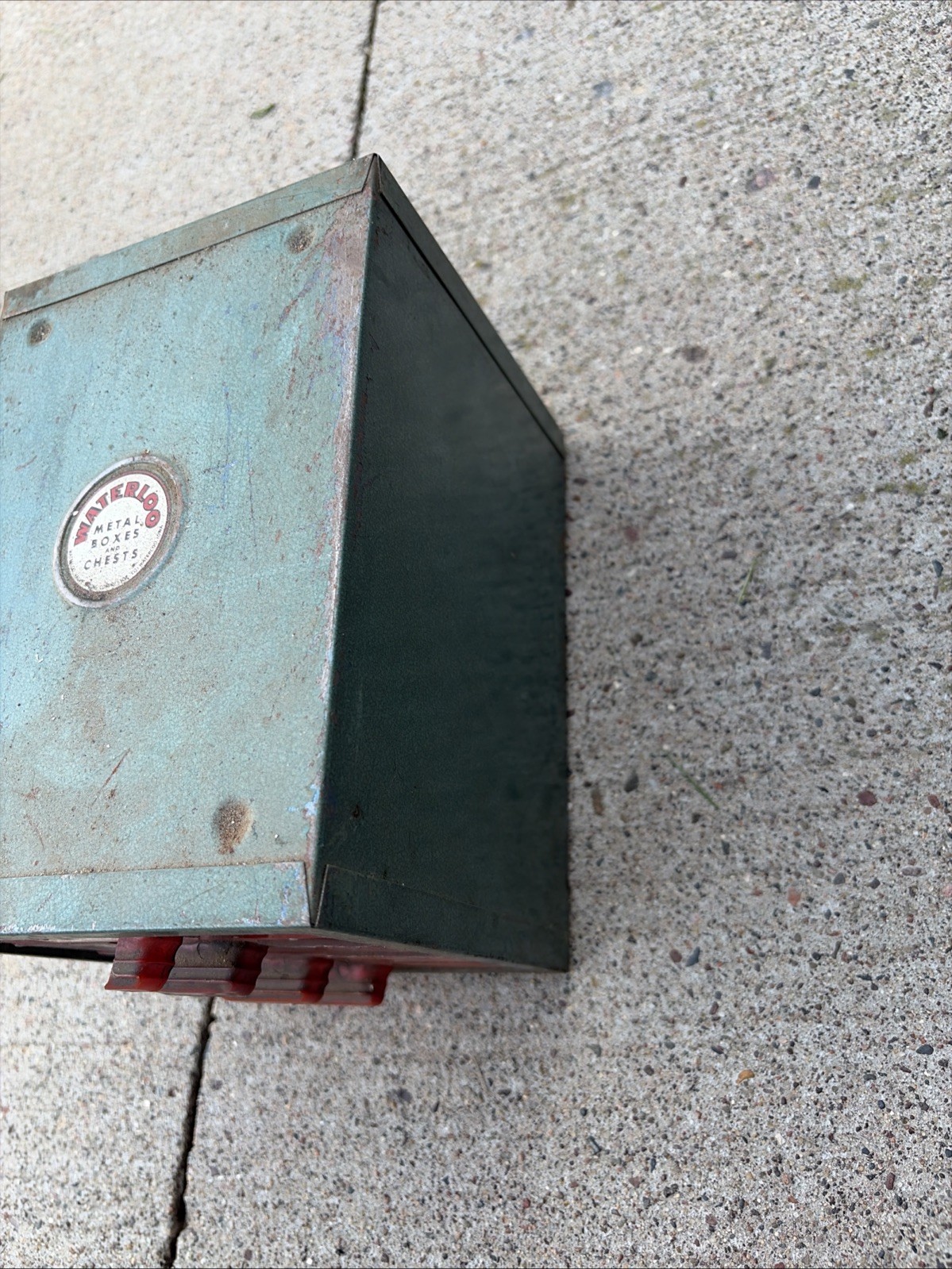 Vintage Waterloo Metal Box 4 Drawer Metal Toolbox Bins Small Part Bin Green