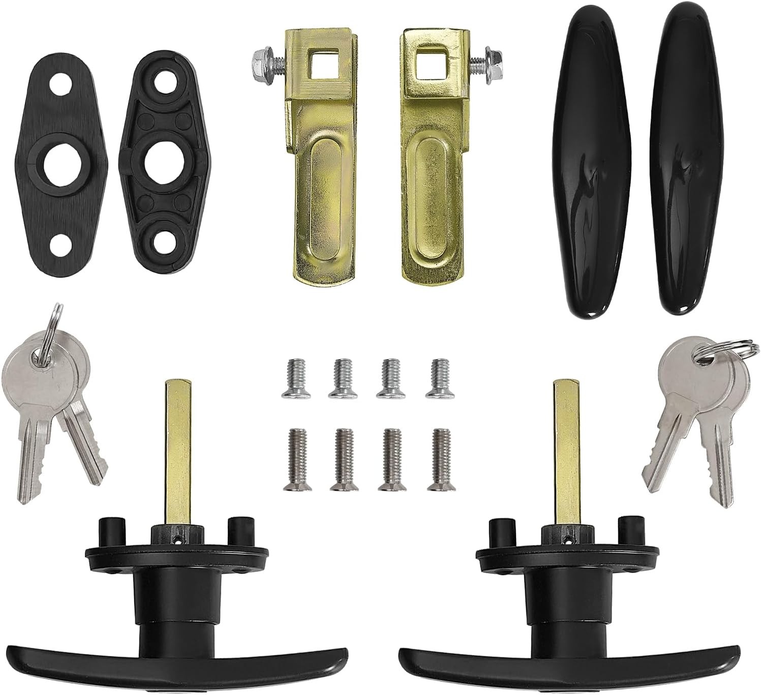 T-Handle Lock Set for Truck Camper Shell, 2 Pack, 4 Keys, Dust Cover