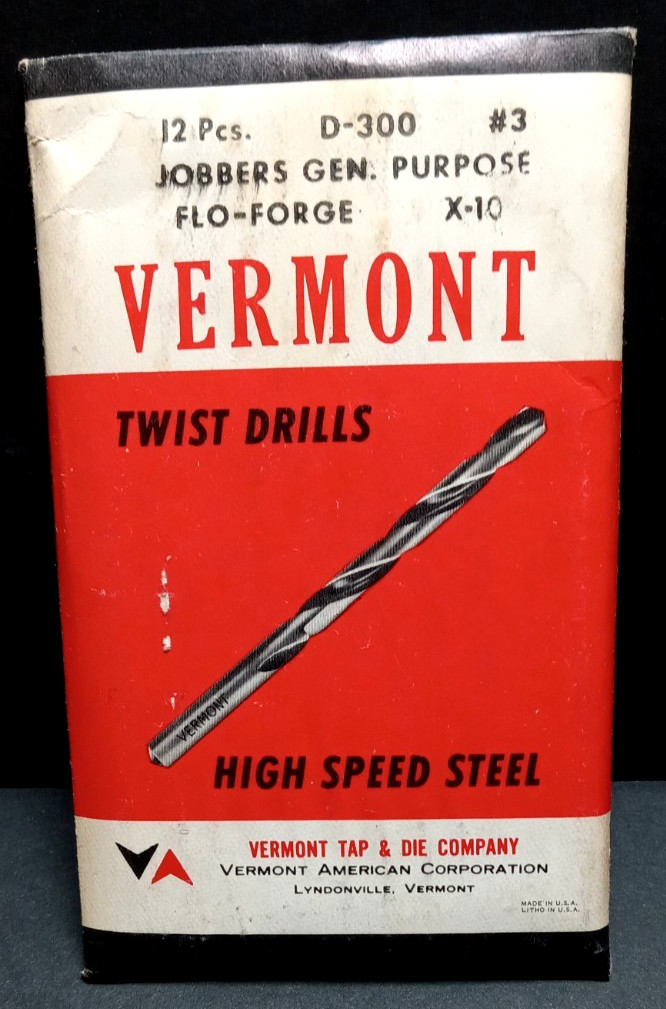 VTG Vermont Tap & Die Twist Drills #3 High Speed Steel D-300 Flo-Forge X-10 12pc