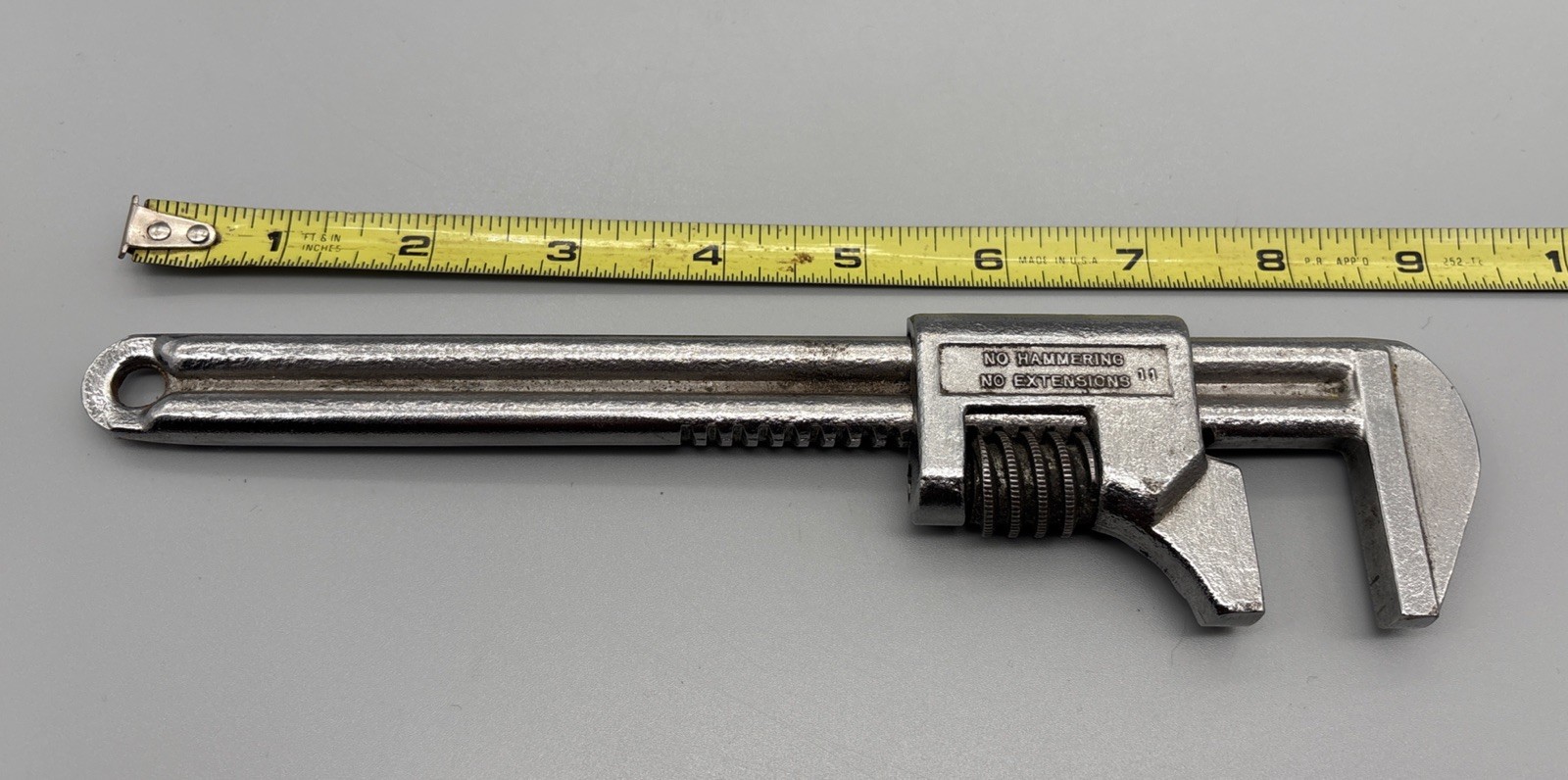 RARE Vintage 9 inch Diamond Forged USA C79 Adj. Wrench Horseshoe Logo