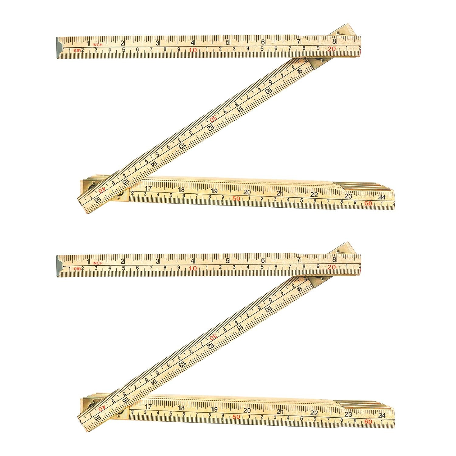 2 Pack of Folding Wood Rule, 6 FT 6 Inch Foldable Ruler with US and Metric Measu
