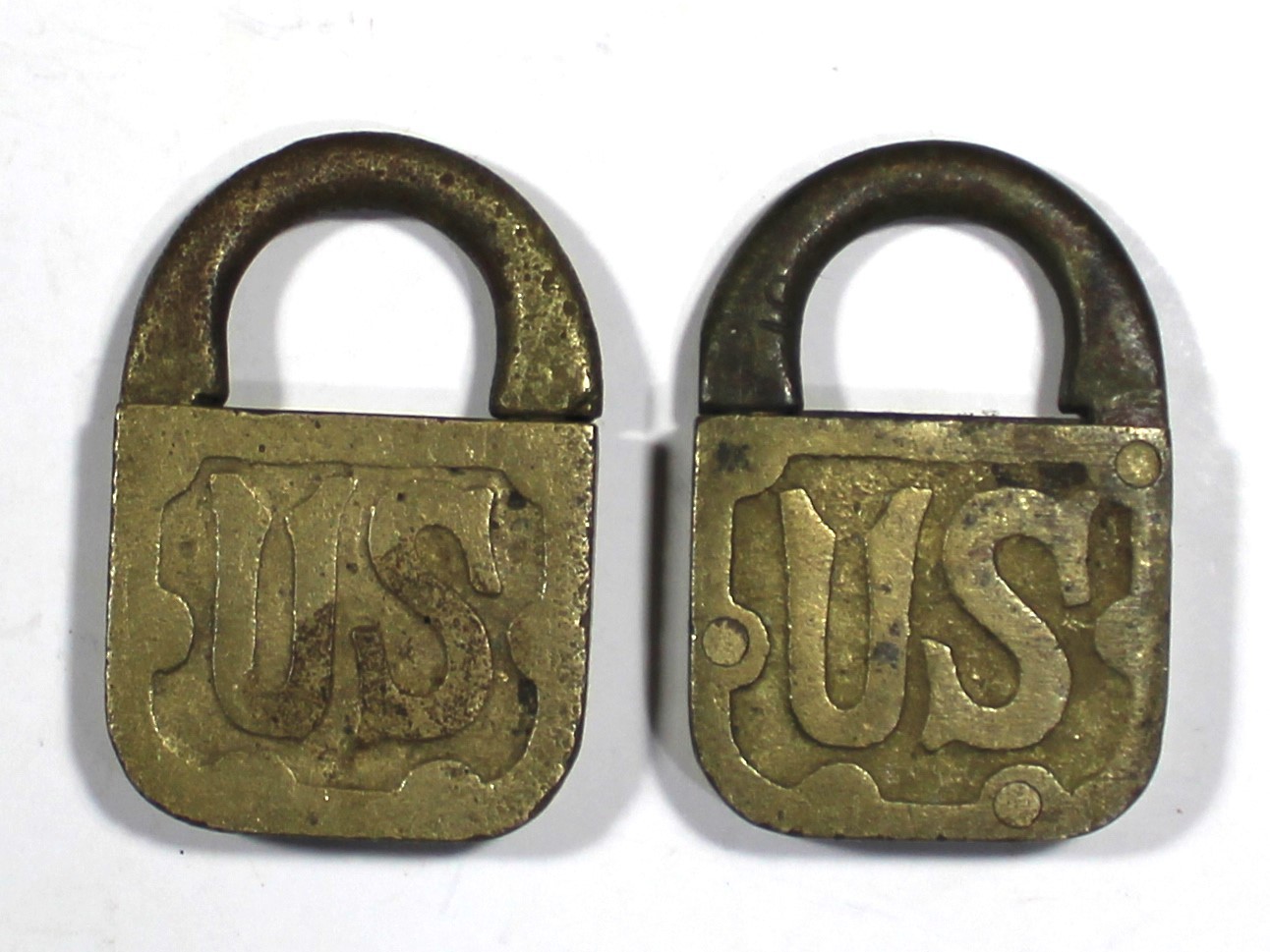 LOT of 2 Rare Antique Brass US Brand 1920s Padlock No Key
