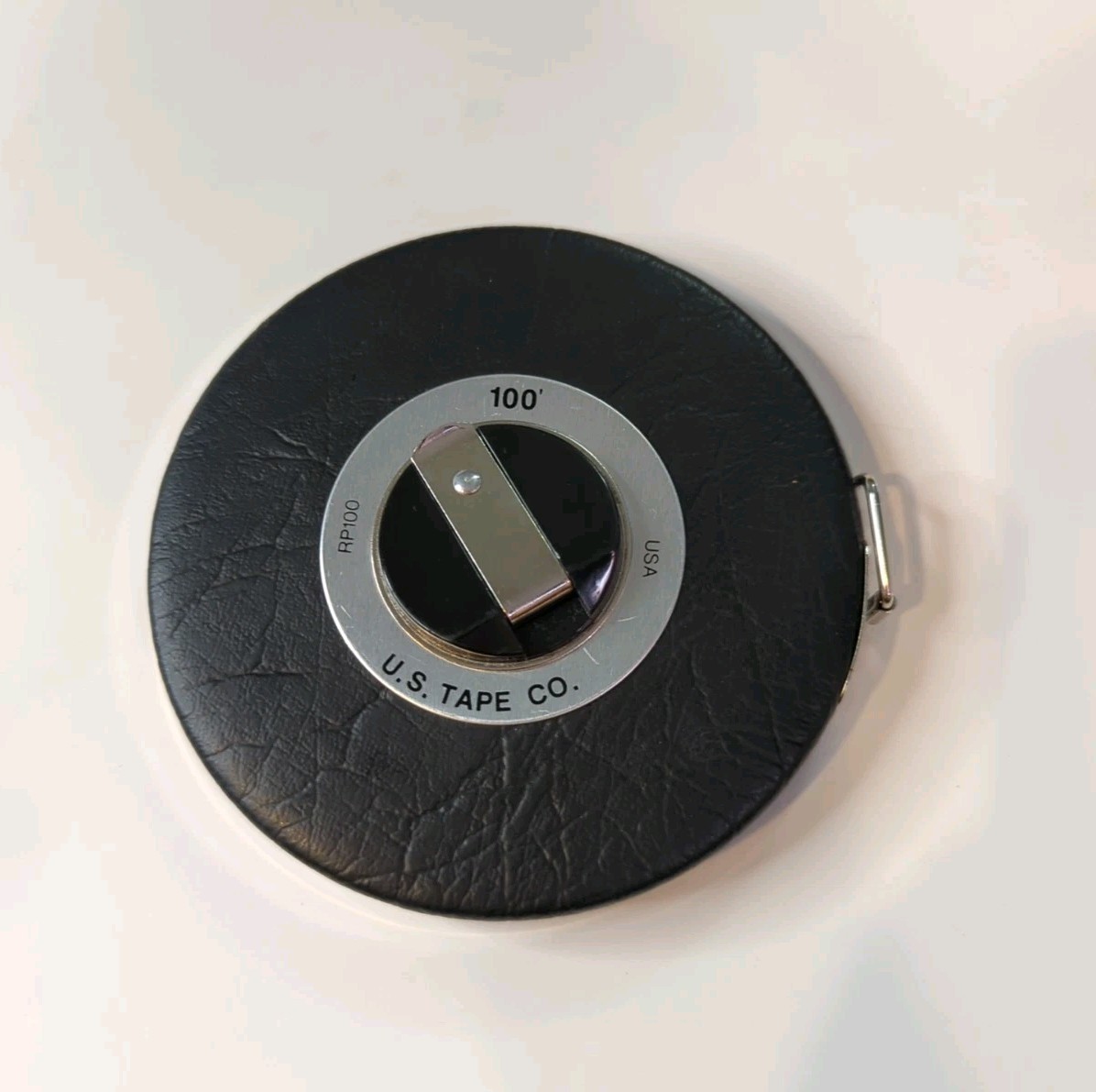 U. S. Tape Co. 100 Foot Steel Measuring Tape RP100 USA 100′ Vintage Leather