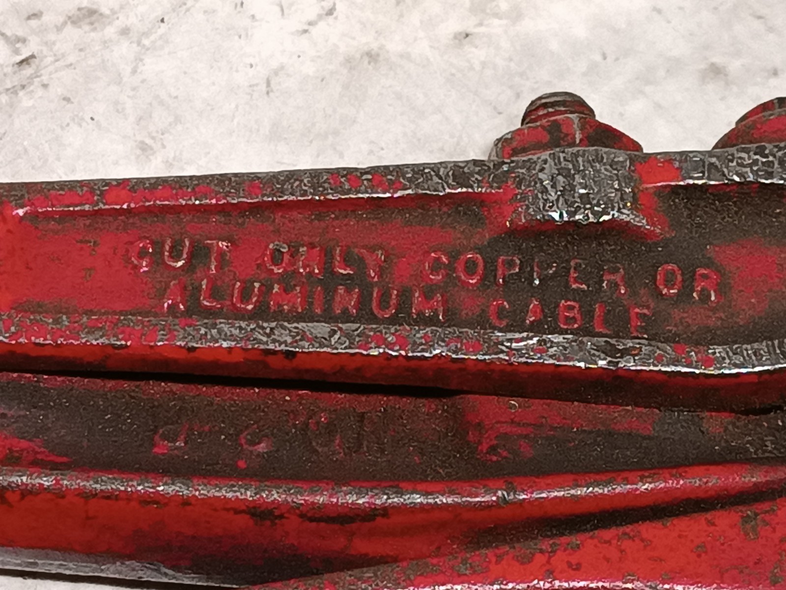 H.K. Porter Inc. (HKP) No. 2 Al/Cu Cable Cutter/ Clipper, vintage/antique, red