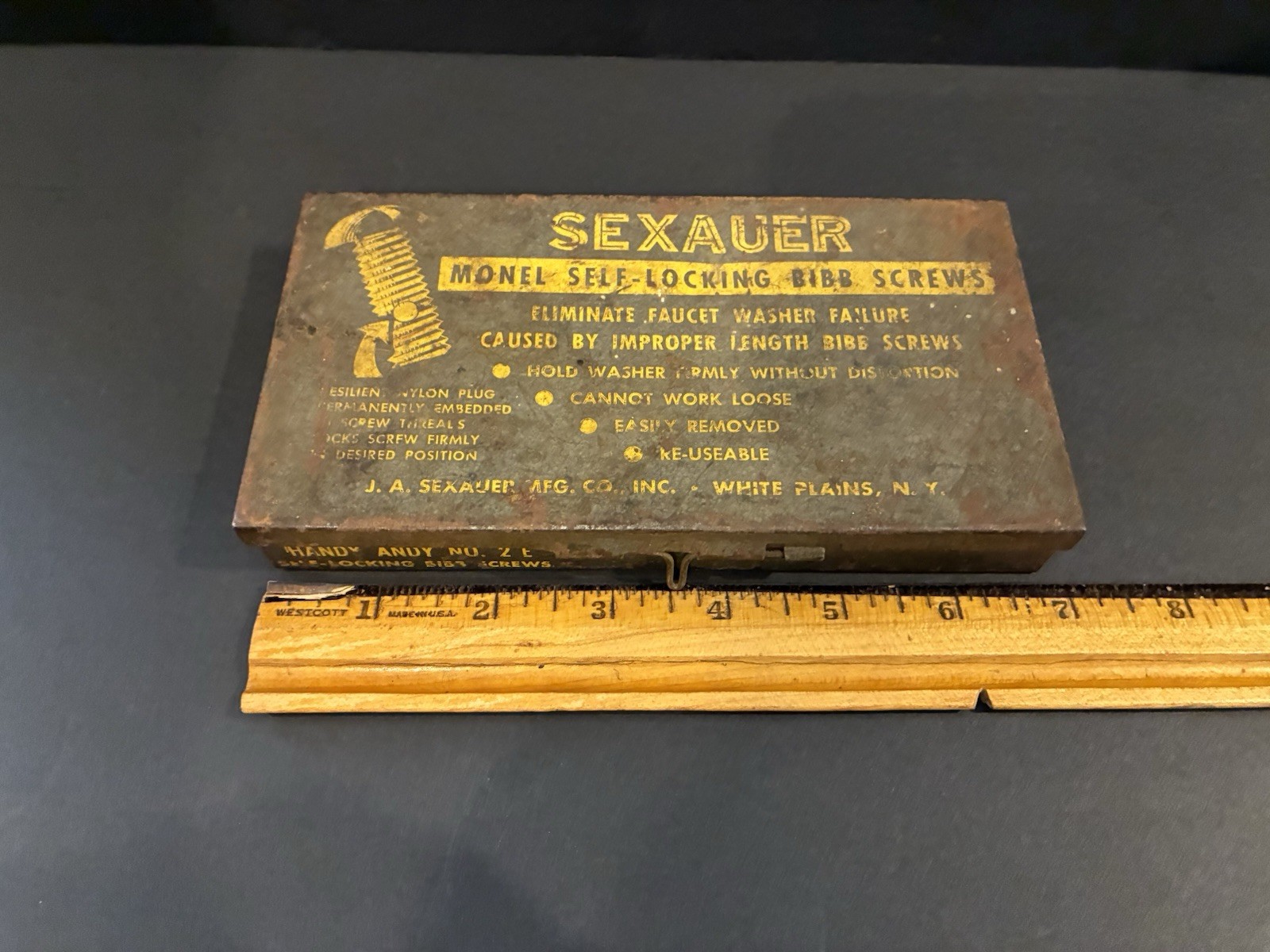 Vintage JA Sexauer MFC Co Handy Andy Locking Repair Metal Box