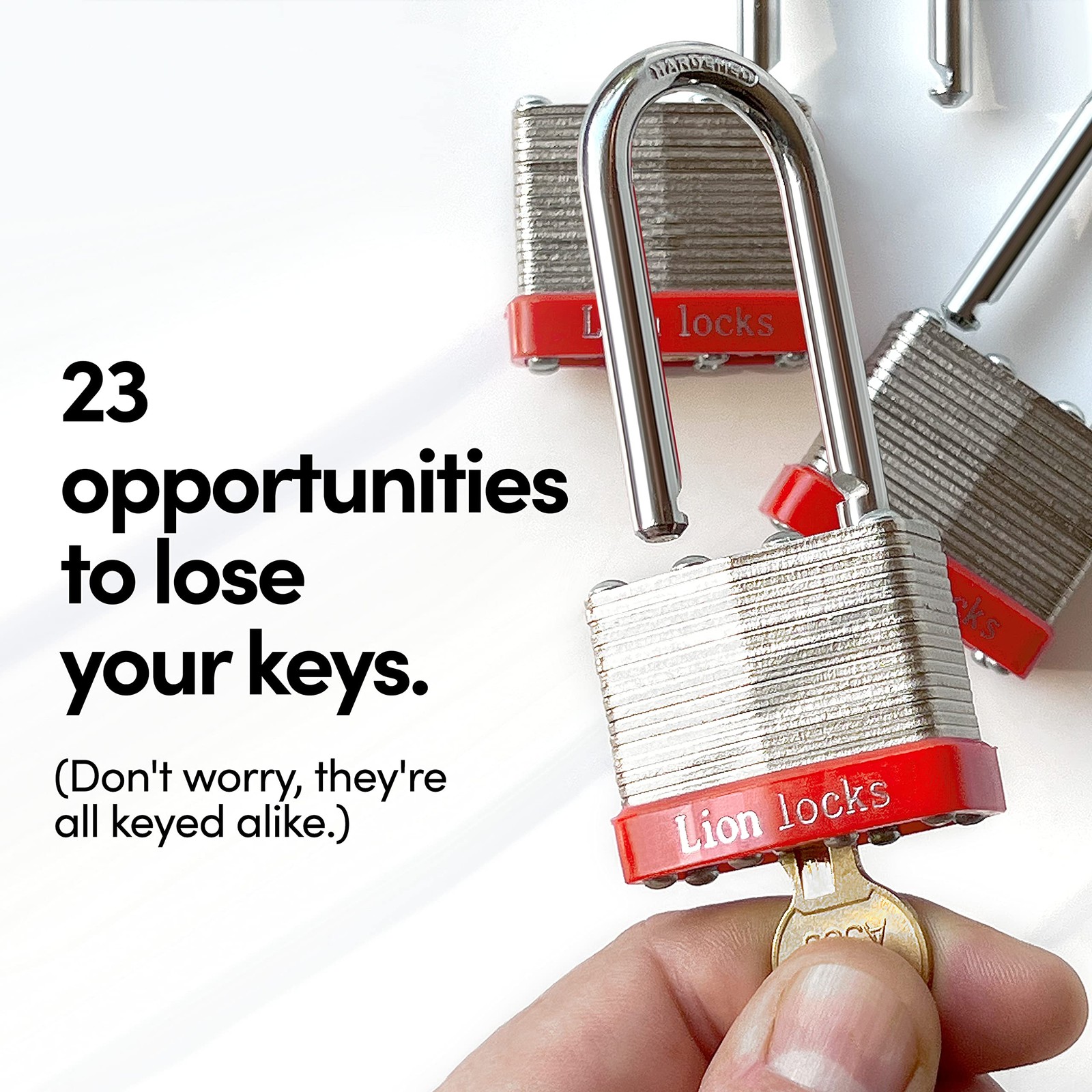 Lion Locks 12 Keyed Alike Padlocks with 2″ Long Shackle 12 Pack, Silver