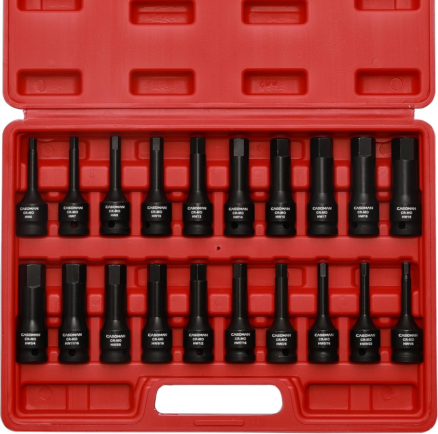 1/2″ Drive Master Impact Hex Bit Hex Driver,SAE/Metric, 1/4″ – 3/4″, 6mm – 19m