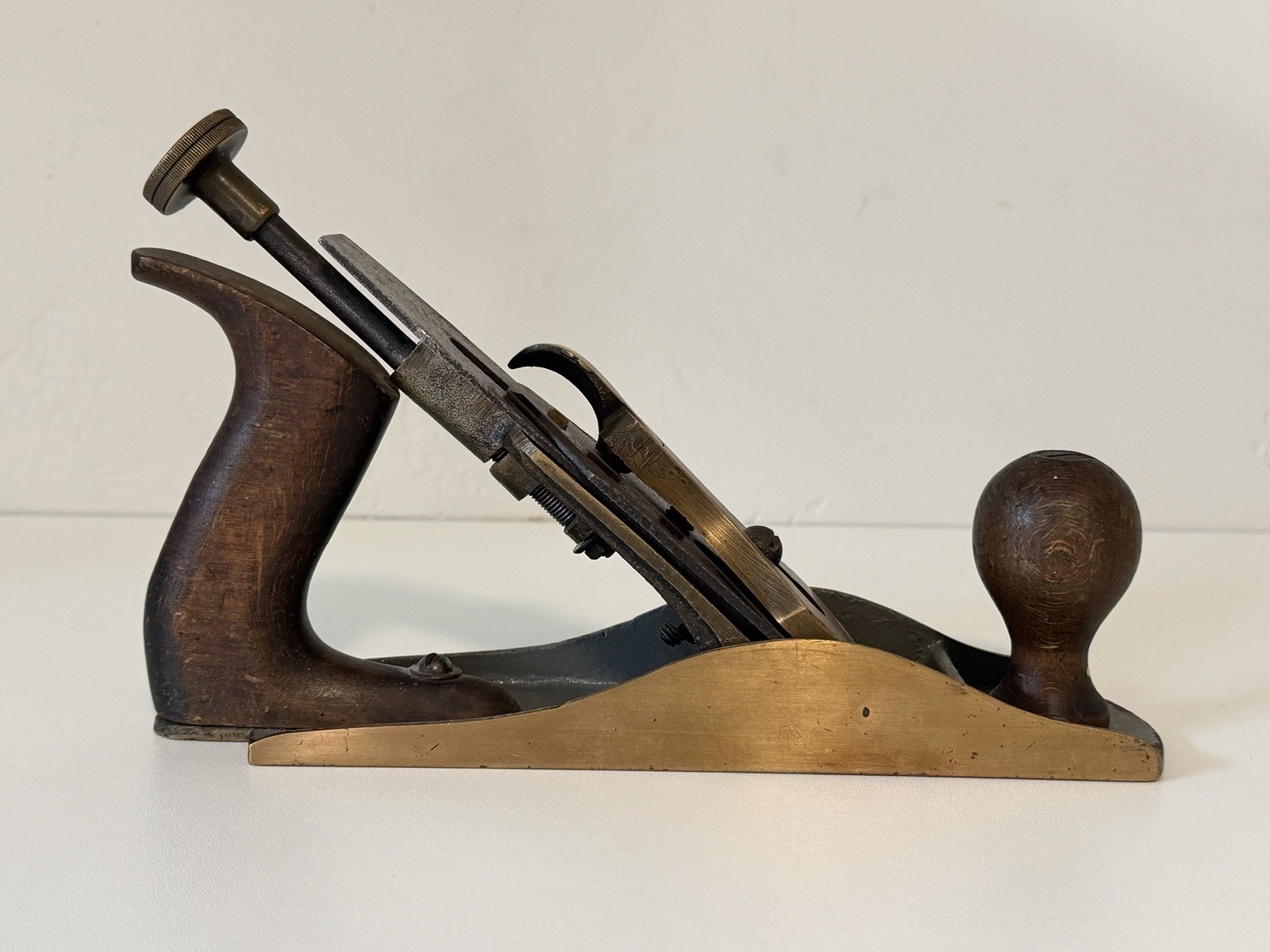 Vintage GTL Solid Brass Adjustable Smooth Hand Plane w/Stanley SW Blade