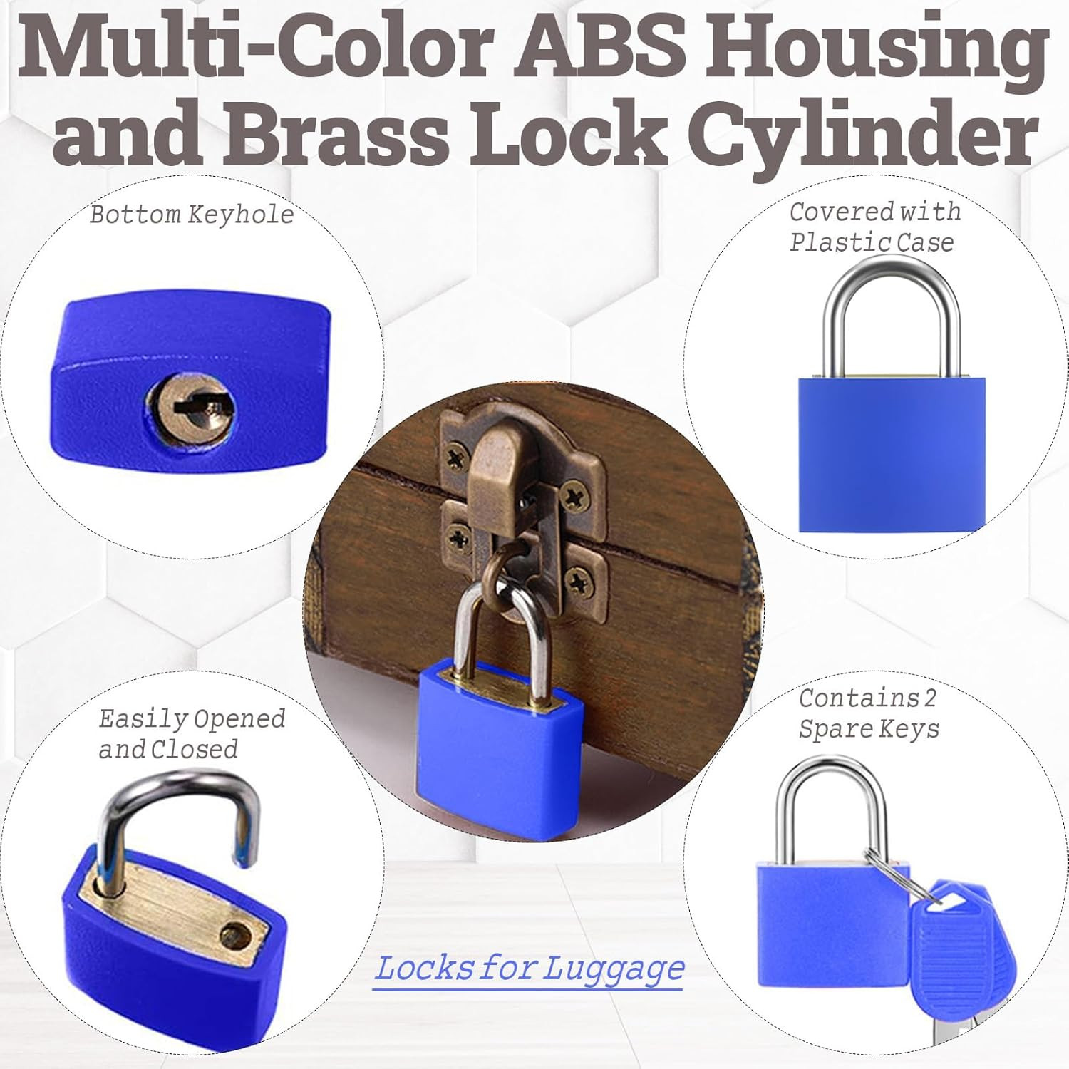 6 Pack Mini Padlock with Keys Waterproof Small Travel Luggage Locker Locks Set 6