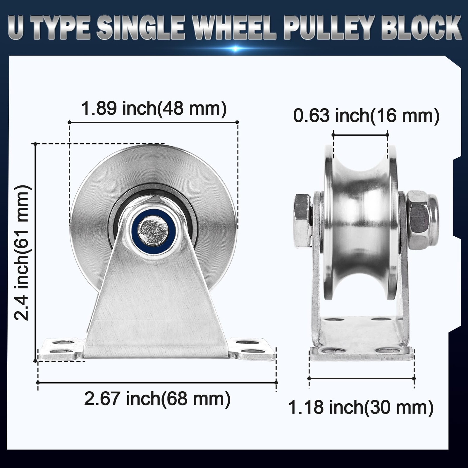Groove Pulley Wheel for Rope Wall Mounted 1 Pack U Type – 1 Pack(with screws)