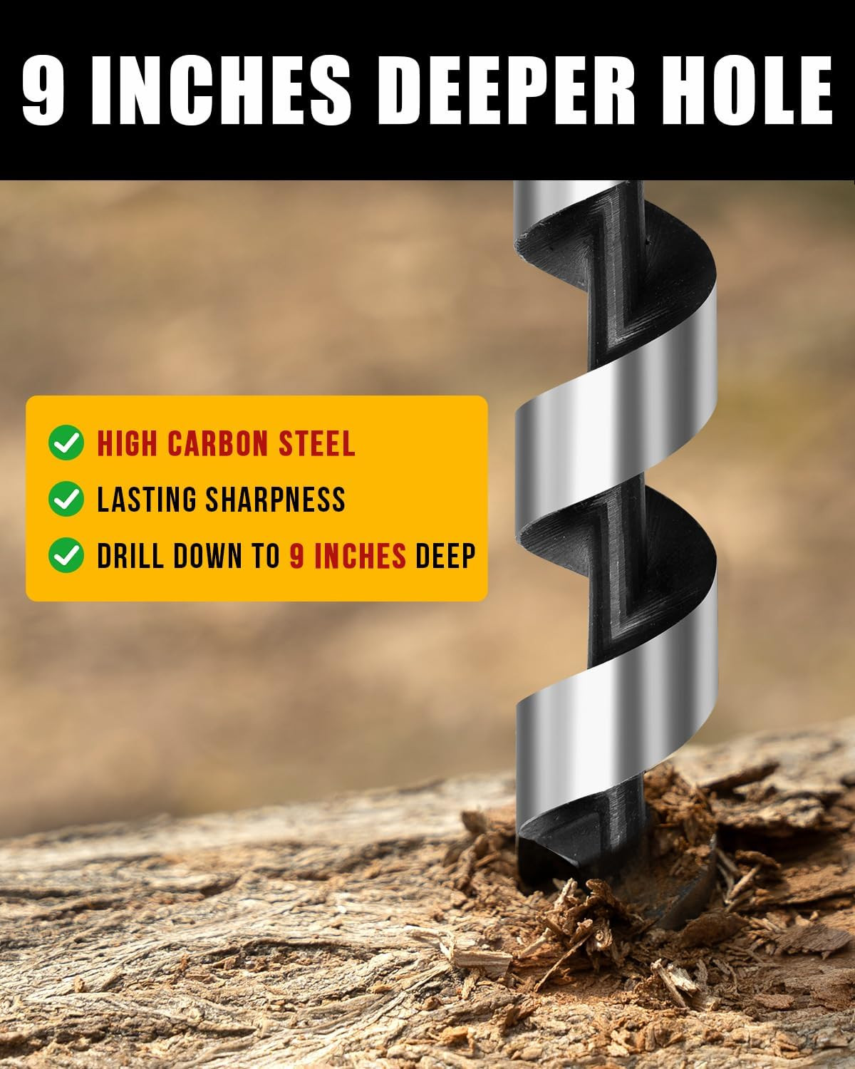 Upgrade Bushcraft Tools, 1 X 10” Hand Auger Wood Drill, Sharper Settlers Wrench
