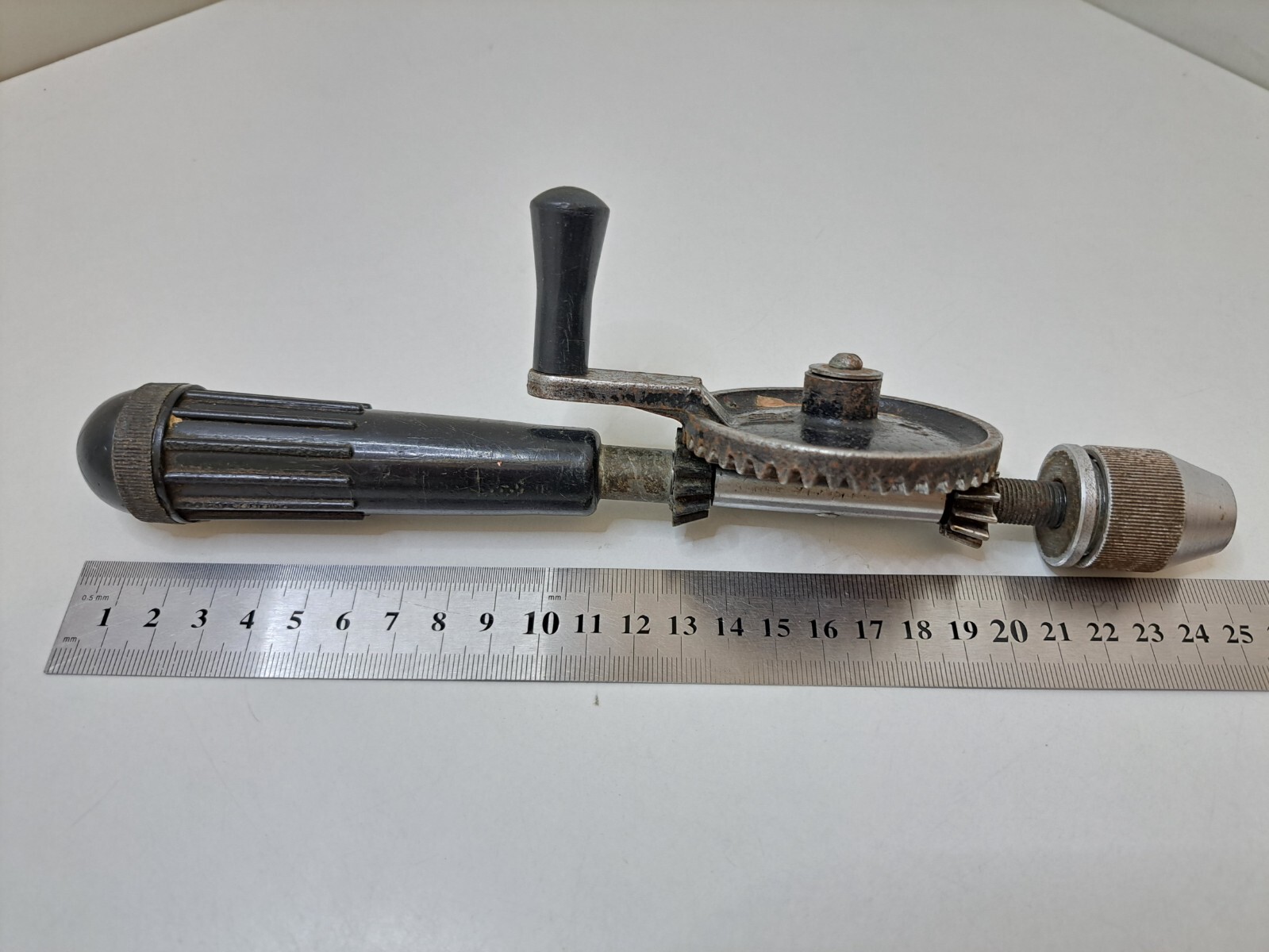 Vintage hand drill USSR hand mechanical tool Made in USSR 1950-60s Working