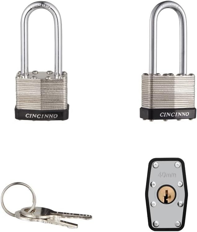 Key Lock Padlocks 12 Count 40mm Wide Body Weather Resistant Steel Long Shackle